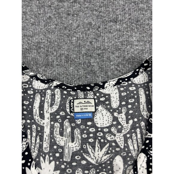 KAVU Shirt Womens Medium Black White Cactus Print Sleeveless Tank Top Blouse - Picture 2 of 7